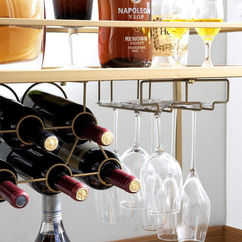 Kitchen Living Room Storage Cart, Trolley Dining Cart With Wine Racks