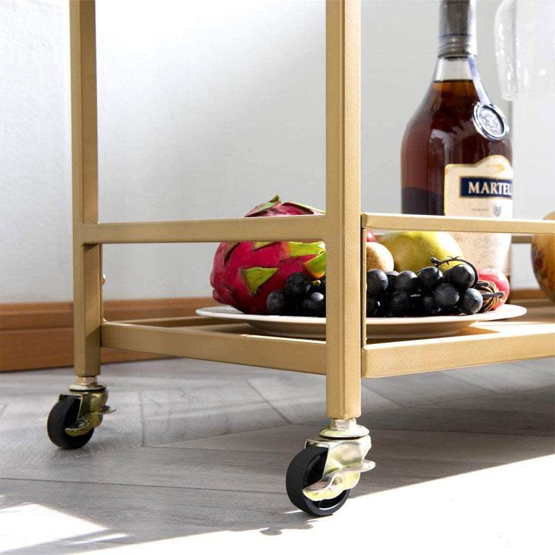 Kitchen Living Room Storage Cart, Trolley Dining Cart With Wine Racks