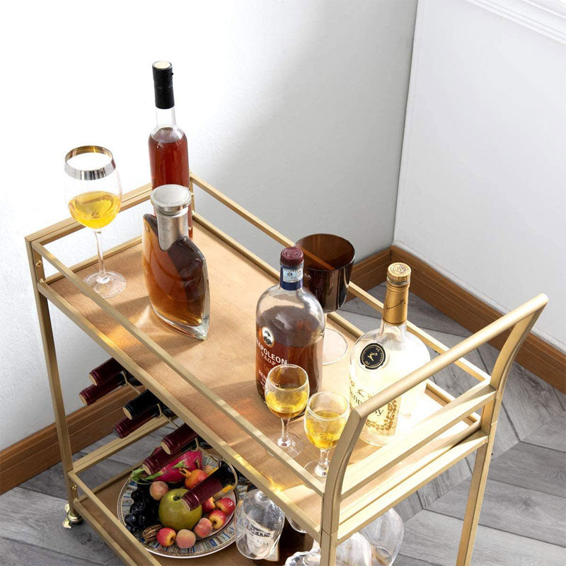 Kitchen Living Room Storage Cart, Trolley Dining Cart With Wine Racks