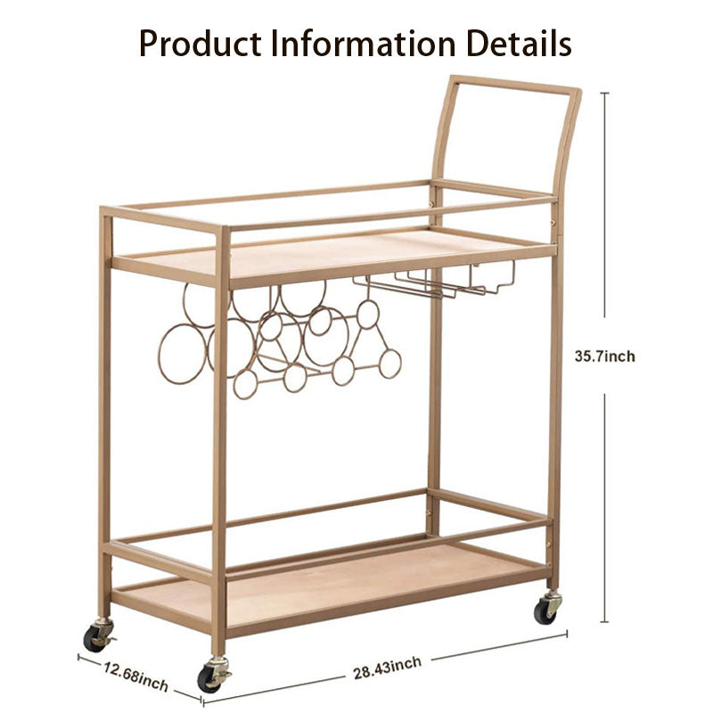 Kitchen Living Room Storage Cart, Trolley Dining Cart With Wine Racks