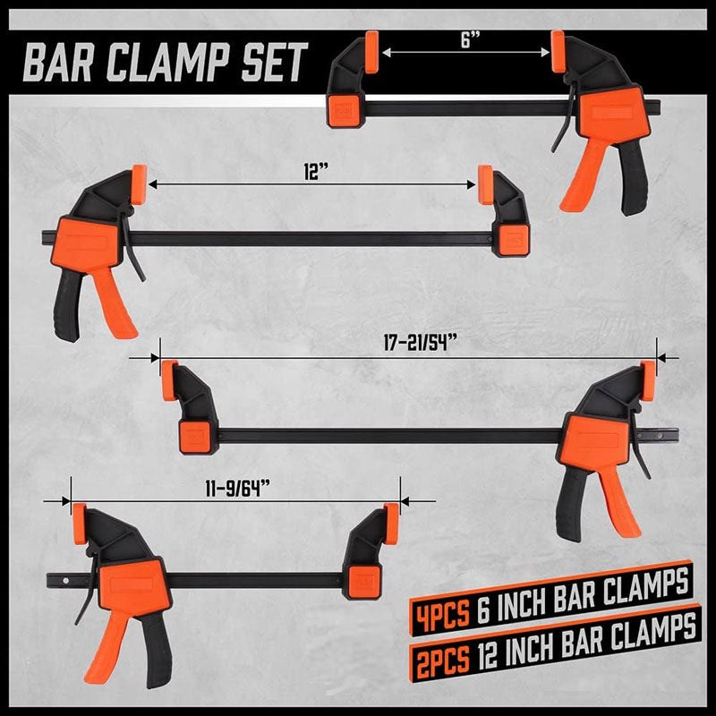 8-Pack Bar Clamps for Woodworking 12" and 6" Bar Clamps Quick Clamps F Clamp with 150 LBS Load Limit