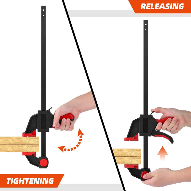 4-Piece 24" Bar Clamps One-Handed Clamp/Spreader Light-Duty Quick-Change F Clamp with 170 lbs Load Limit