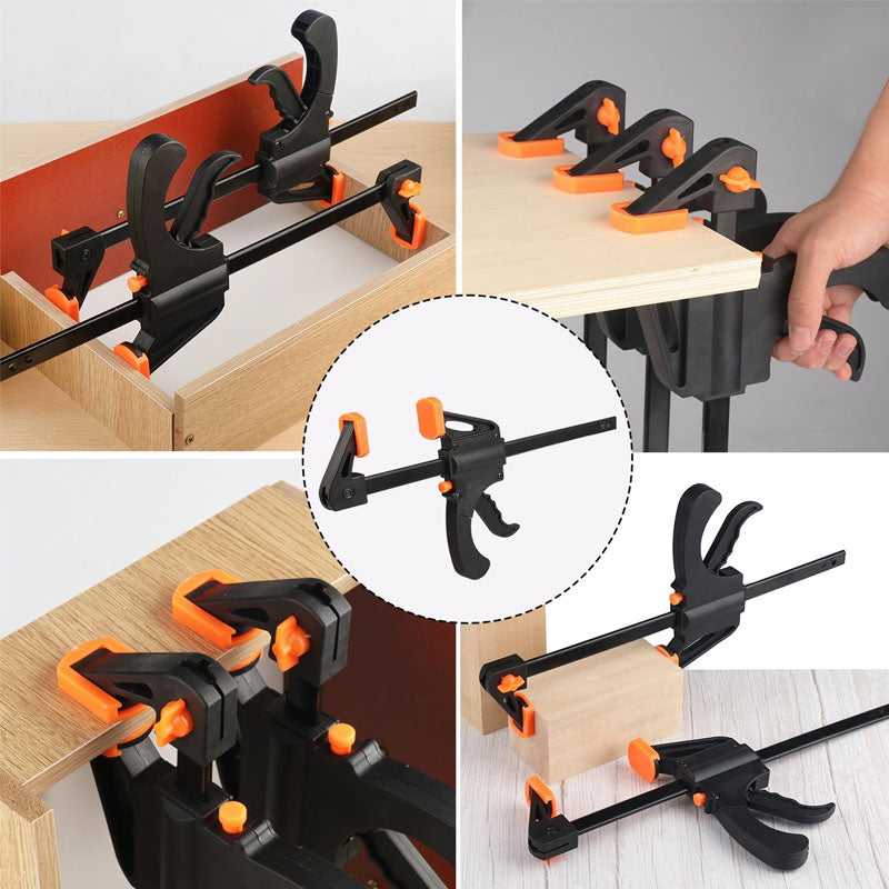 8 Pack 10 Inch F Bar Clamp Medium Duty 300lbs One Handed Clamps/Spreader Bar Clamps High-strength Plastic and Carbon Steel