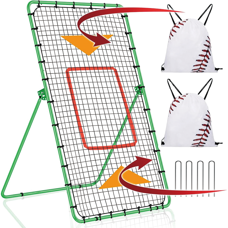 Baseball And Softball Rebounder Net, 6x4 FT Pitch Back Rebounder Practice Net, Adjustable Bounce Back Return Net for Volleyball Softball Lacrosse Soccer Baseball