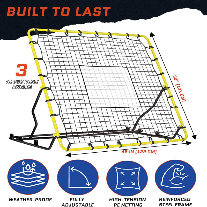 Baseball And Softball Rebounder Net, 4 x 4.5 FT Adjustable Volleyball Rebounder Net, Baseball Pitching and Fielding Training Equipment