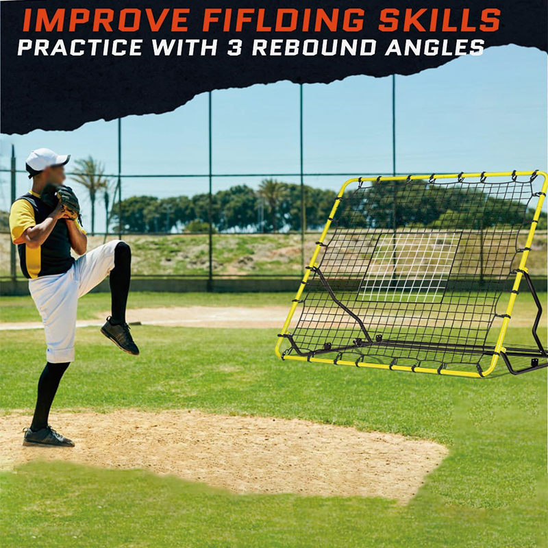 Baseball And Softball Rebounder Net, 4 x 4.5 FT Adjustable Volleyball Rebounder Net, Baseball Pitching and Fielding Training Equipment