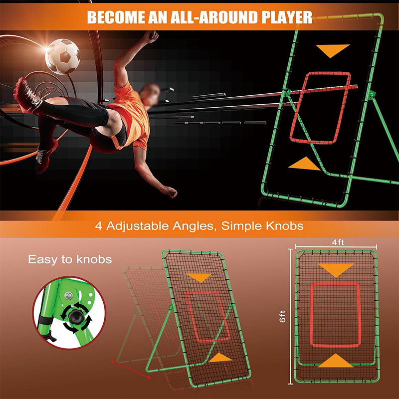 Baseball And Softball Rebounder Net, 6x4 FT Pitch Back Rebounder Practice Net, Adjustable Bounce Back Return Net for Volleyball Softball Lacrosse Soccer Baseball