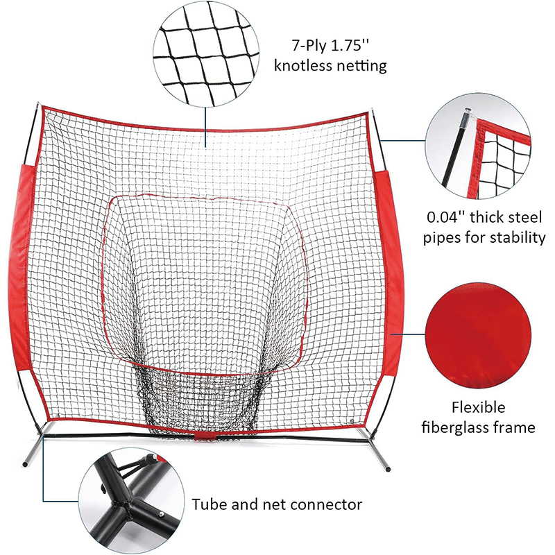 Baseball And Softball Rebounder Net, 7x7ft Portable Hitting Net Pitching Net with Frame and Net, for Hitting and Pitching Practice