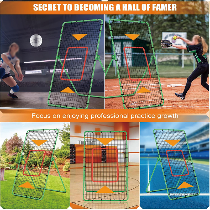 Baseball And Softball Rebounder Net, 6x4 FT Pitch Back Rebounder Practice Net, Adjustable Bounce Back Return Net for Volleyball Softball Lacrosse Soccer Baseball