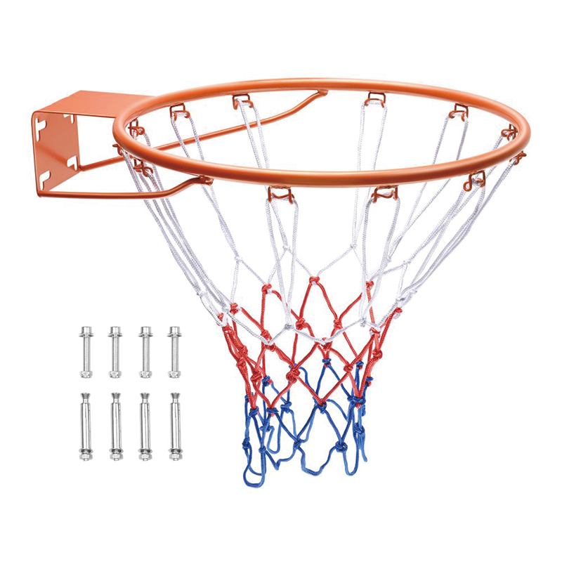 Basketball Rim, Wall Door Mounted Basketball Hoop, Basketball Flex Rim Goal Replacement with Net, Standard 18" Indoor and Outdoor Hanging Basketball Hoop for Kids Adults