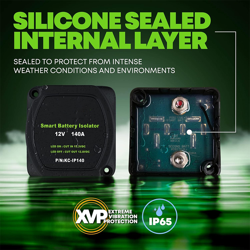 12V 140A Smart Dual Battery Isolator Kit Rv Boat Relay Dual Battery Control Separator Set