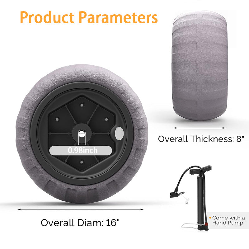 Beach Balloon Wheels, 2-Pack Replacement Beach Tires, Suitable for 0.98 Inch Diameter Axles, Convertible to Beach Cars, Fishing Cars, Free Air Hand Pump