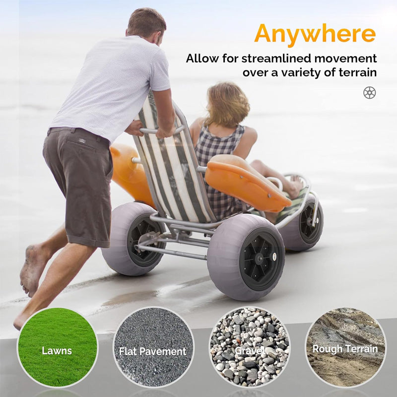 Beach Balloon Wheels, 2-Pack Replacement Beach Tires, Suitable for 0.98 Inch Diameter Axles, Convertible to Beach Cars, Fishing Cars, Free Air Hand Pump