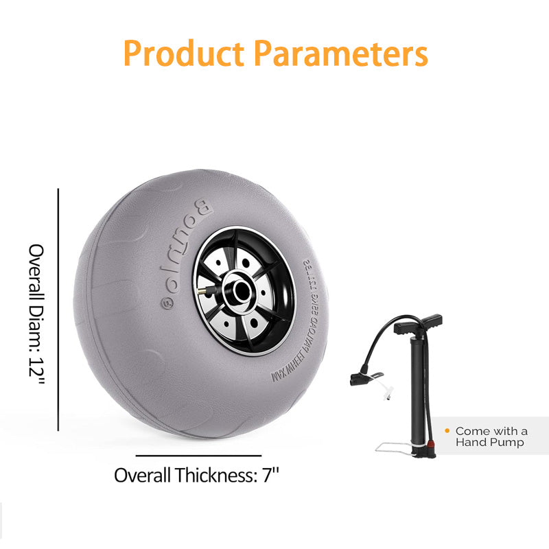 12 Inch Balloon Wheel Beach Car Tire Replacement Large Sand Wheel for Beach Car, Kayak Cart, Canoe Cart, Etc. With Free Air Pump, 2 Pack