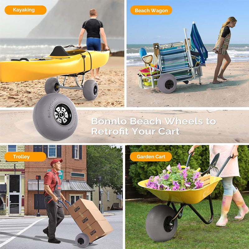 12 Inch Balloon Wheel Beach Car Tire Replacement Large Sand Wheel for Beach Car, Kayak Cart, Canoe Cart, Etc. With Free Air Pump, 2 Pack