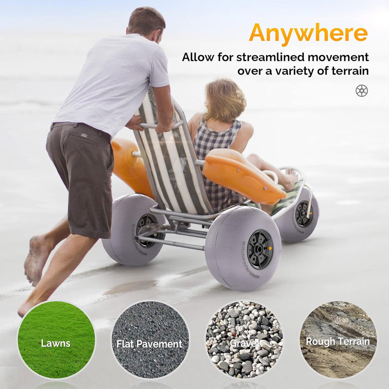 12 Inch Balloon Wheel Beach Car Tire Replacement Large Sand Wheel for Beach Car, Kayak Cart, Canoe Cart, Etc. With Free Air Pump, 2 Pack