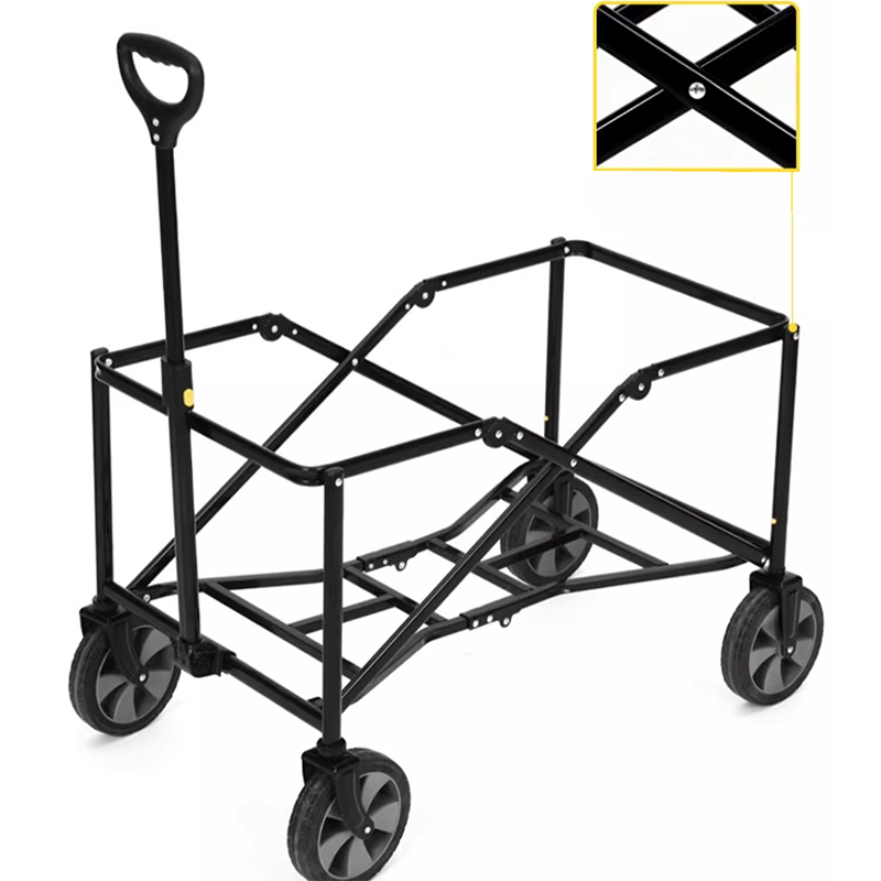 Beach Cart Outdoor Camping Picnic Cart Portable Folding Cart Beige Camel