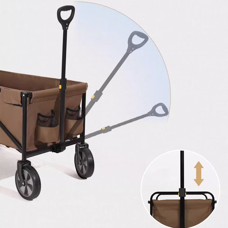 Beach Cart Outdoor Camping Picnic Cart Portable Folding Cart Beige Camel