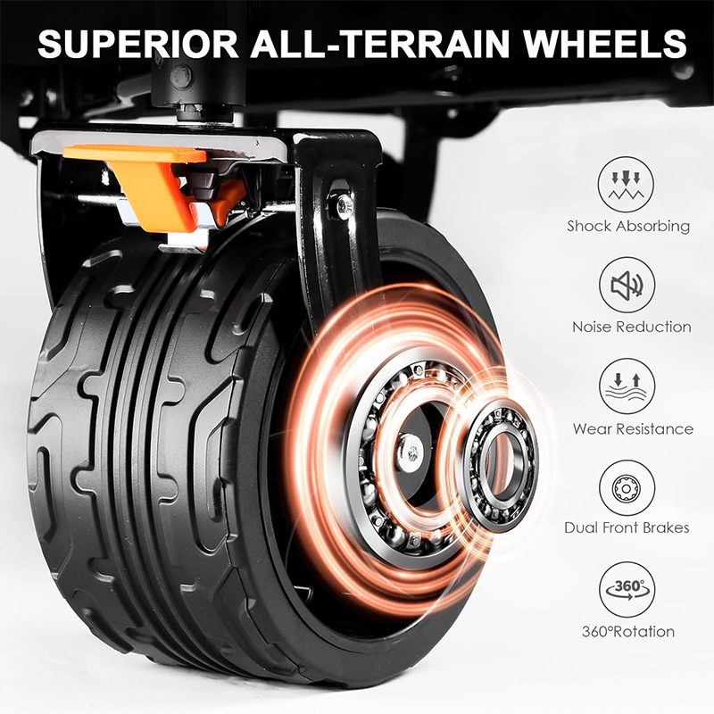 130L foldable four-wheel cart, beach cart with large wheels, practical grocery cart with side bags and brakes, suitable for camping sports outdoor activities