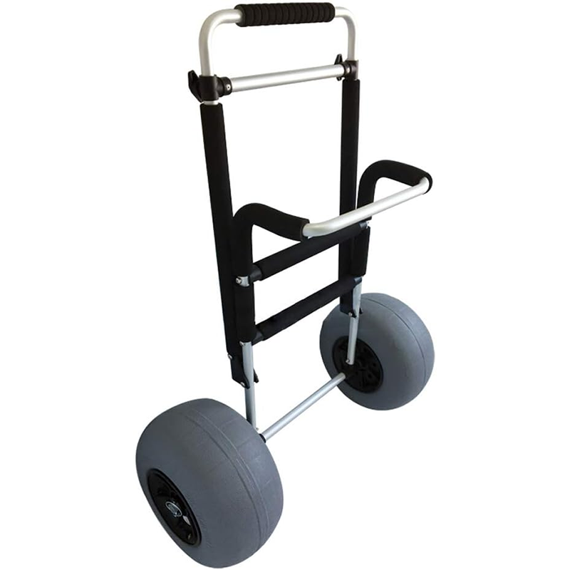 Folding beach trolley, compact portable luggage rack, made of aluminum alloy with 12-inch balloon tires