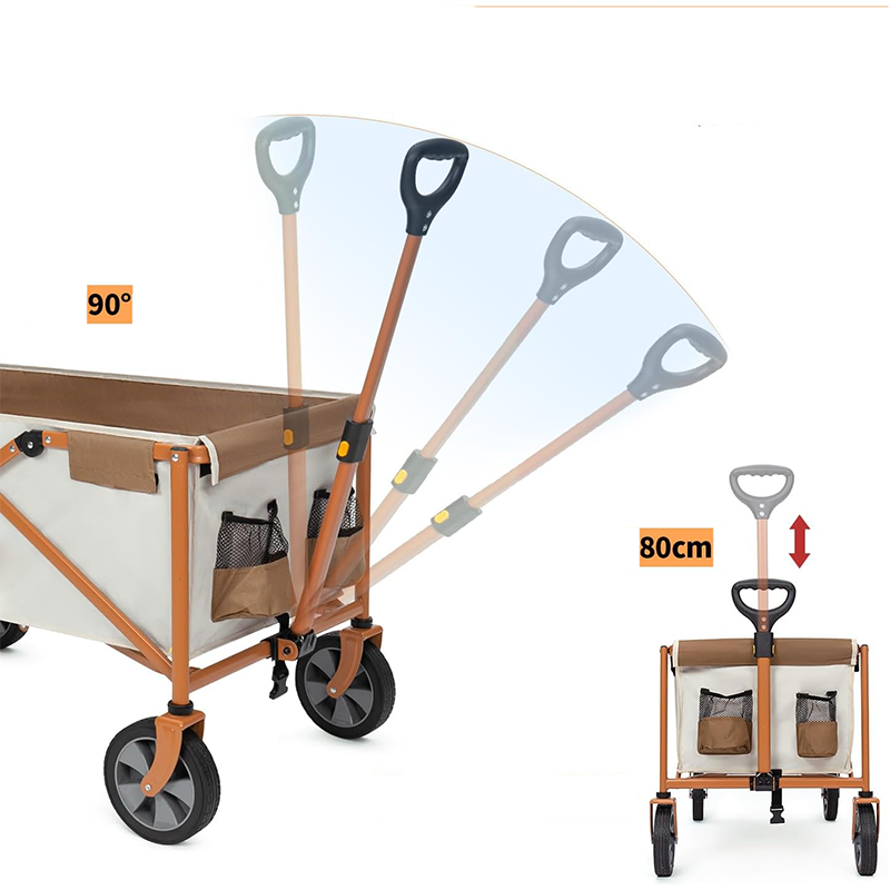Folding outdoor travel cart, 39.4 gal (140 L), load capacity 176.4 lb (80 kg), large wheel camping cart, freestanding storage, one-touch folding, lightweight, compact, hand-held cart