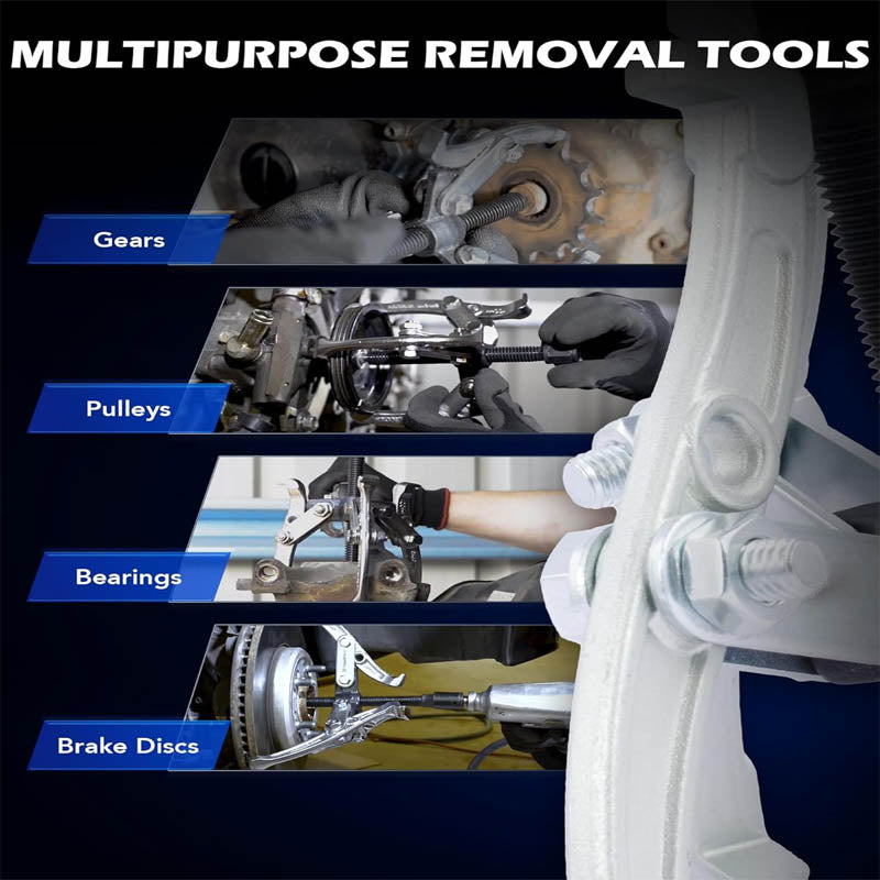 4-PieceBearing Puller Gear Puller Set, 3" 4" 6" 8" Puller Kit 3 Jaw Puller Kit for Pulley Gear Bearing Flywheel Removal