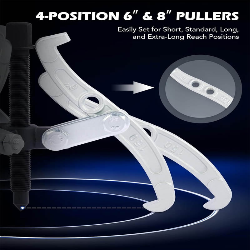 4-PieceBearing Puller Gear Puller Set, 3" 4" 6" 8" Puller Kit 3 Jaw Puller Kit for Pulley Gear Bearing Flywheel Removal