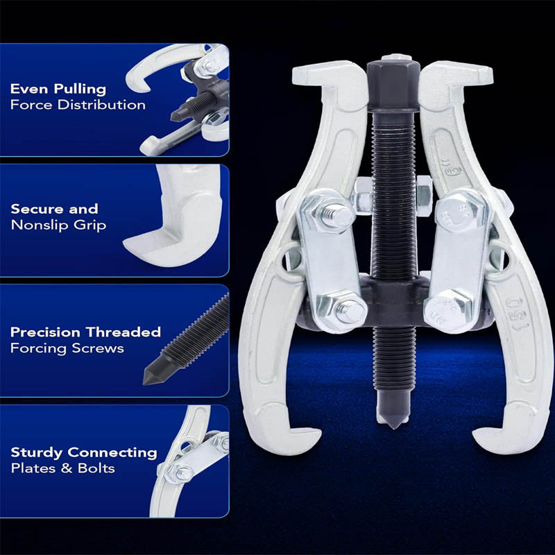 4-PieceBearing Puller Gear Puller Set, 3" 4" 6" 8" Puller Kit 3 Jaw Puller Kit for Pulley Gear Bearing Flywheel Removal