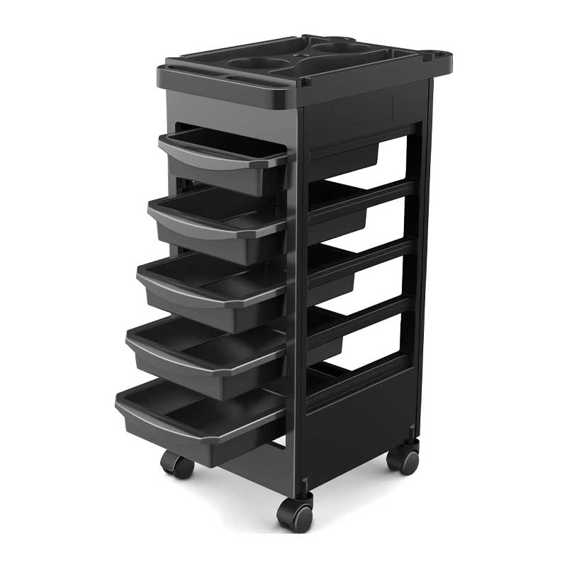 Hairdressing Trolley With 5 Layers, Hair Dye Bowl And Hair Dryer Holder, 360 Degree Rotatable Storage
