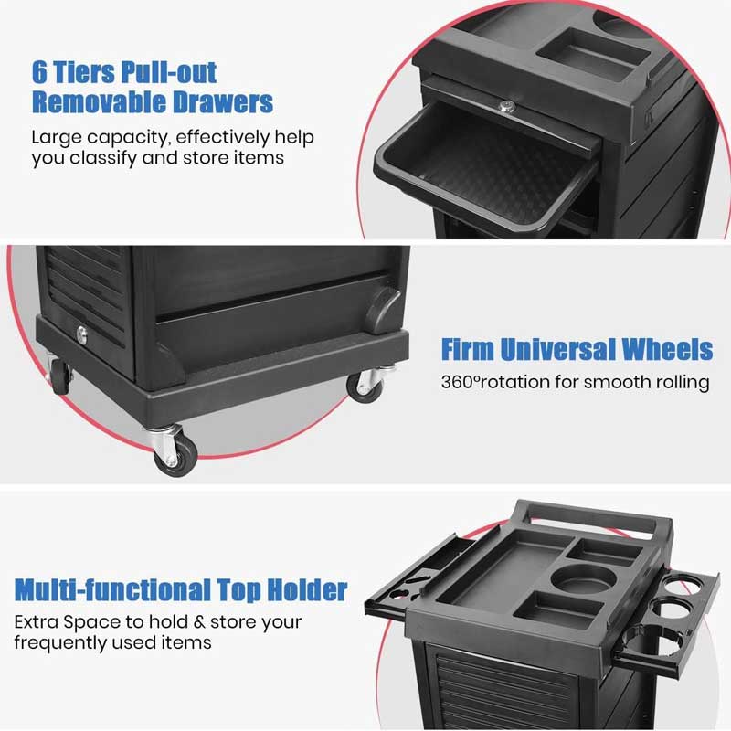 Hairdressing Cart Beauty Salon, Multi-Layer Storage Portable Tool Cart