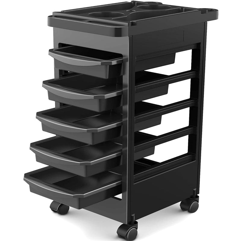 Beauty Hairdressing Cart with Wheels and 5 Drawers, Salon Rolling Cart for Extra Hairdresser Storage