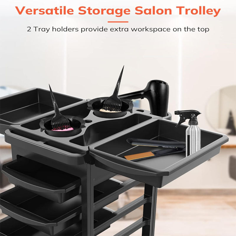 Beauty Hairdressing Cart with Wheels and 5 Drawers, Salon Rolling Cart for Extra Hairdresser Storage