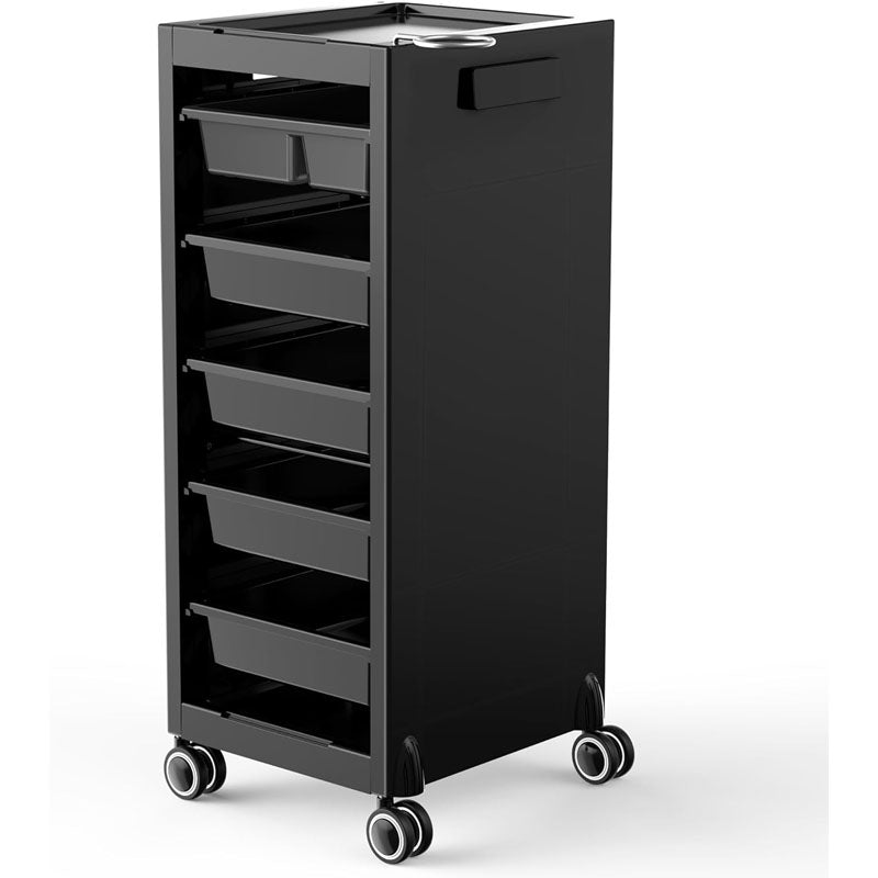 Beauty Hairdressing Cart 5 Drawers & dryer holder Space Saving Salon Cart with 4 Wheels for Beauty SPA Barbershop