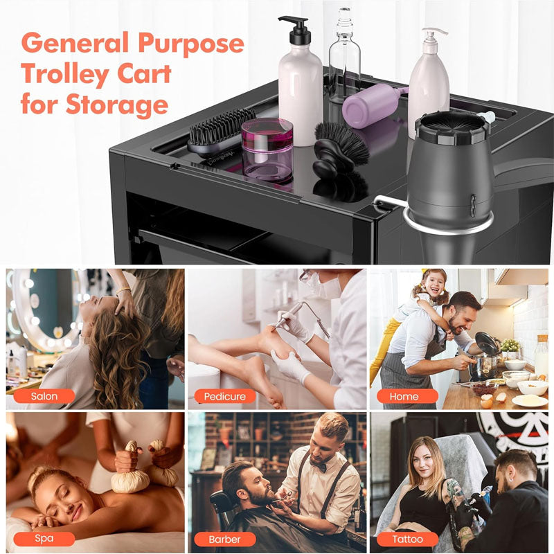 Beauty Hairdressing Cart 5 Drawers & dryer holder Space Saving Salon Cart with 4 Wheels for Beauty SPA Barbershop