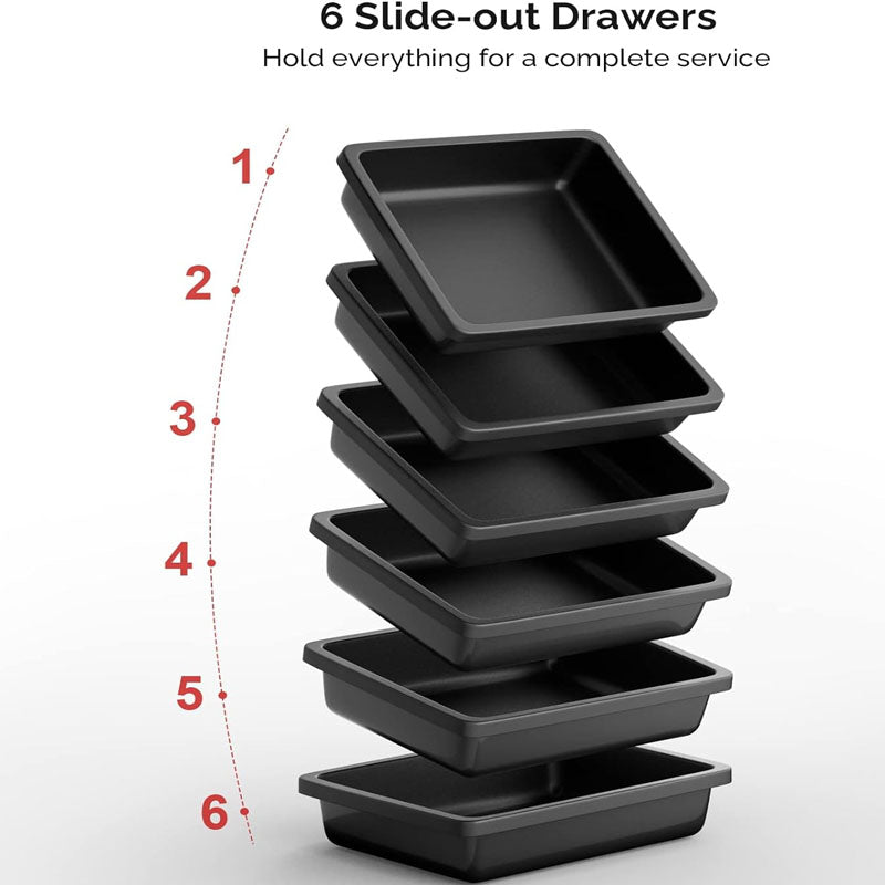 Rolling Beauty Hairdressing Cart with 6 Removable Drawers & Tool Holder for Beauty Tattoo Hairdressing