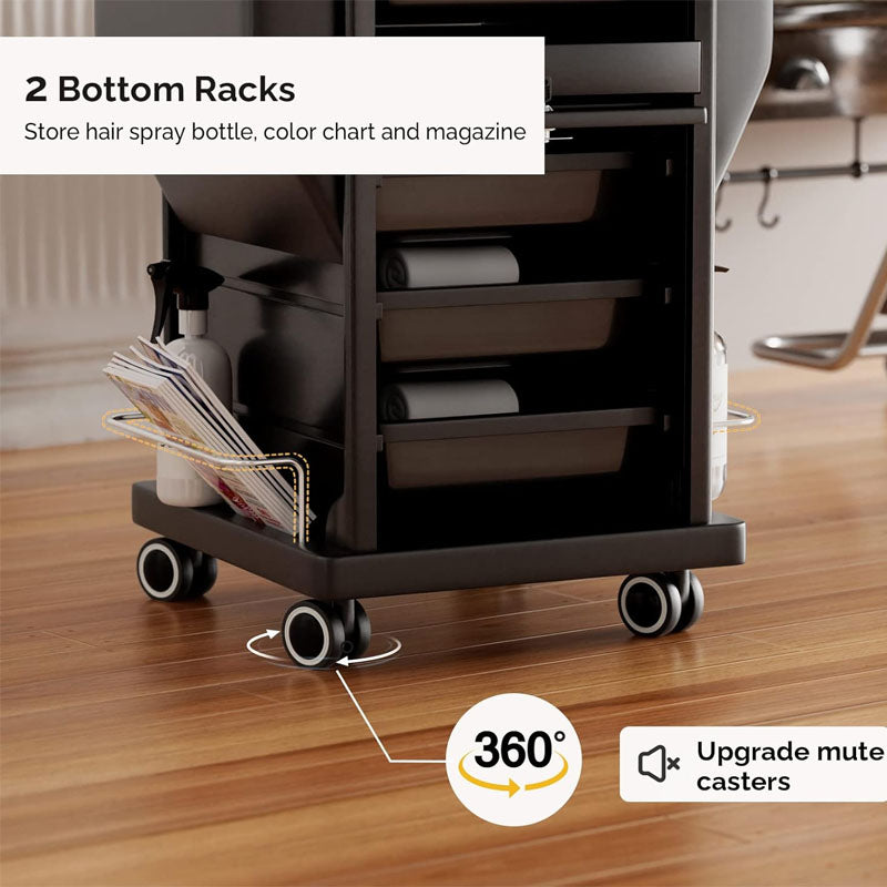Rolling Beauty Hairdressing Cart with 6 Removable Drawers & Tool Holder for Beauty Tattoo Hairdressing
