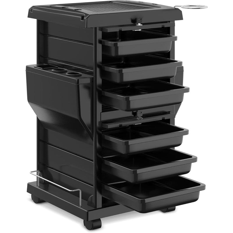 Beauty Hairdressing Cart 6 lockable trays 2 tray holders versatile utility for all salon stations