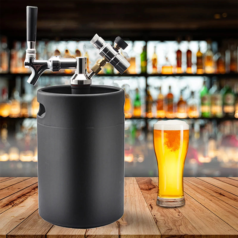 5L Mini Keg Pressurized Beer Keg Automatic Brewing Beer Container Stainless Steel Wine Spear Adjustable Beer Tap Advanced Carbon Dioxide Charger Kit
