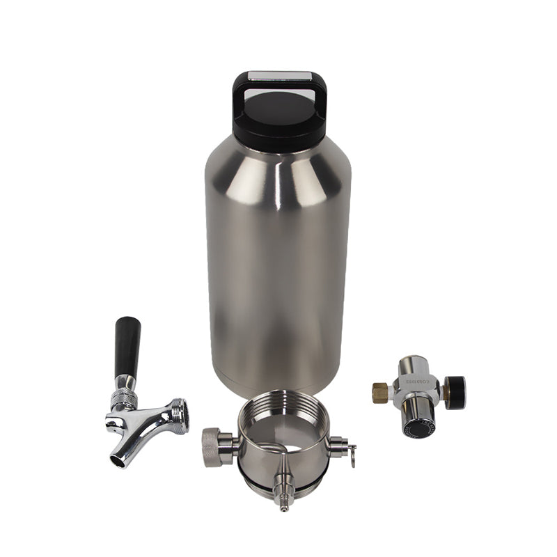 64Oz Double-Layer Barrel Stainless Steel Mini Pressurized Draft Beer Brewing Barrel Wine Spear Set Mini Wine Container