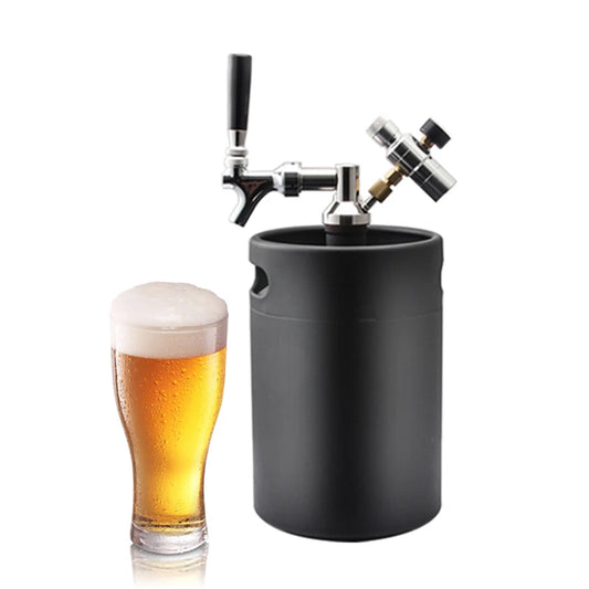 5L Mini Keg Pressurized Beer Keg Automatic Brewing Beer Container Stainless Steel Wine Spear Adjustable Beer Tap Advanced Carbon Dioxide Charger Kit