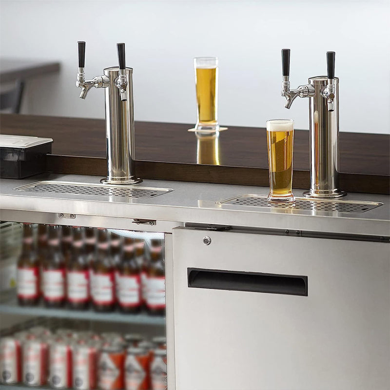 Stainless Steel Double Tap Beer Dispenser Tap Column Beer Tower Dispenser Beer With Tap, 2 Hose Beer Tower Set For Home And Bar