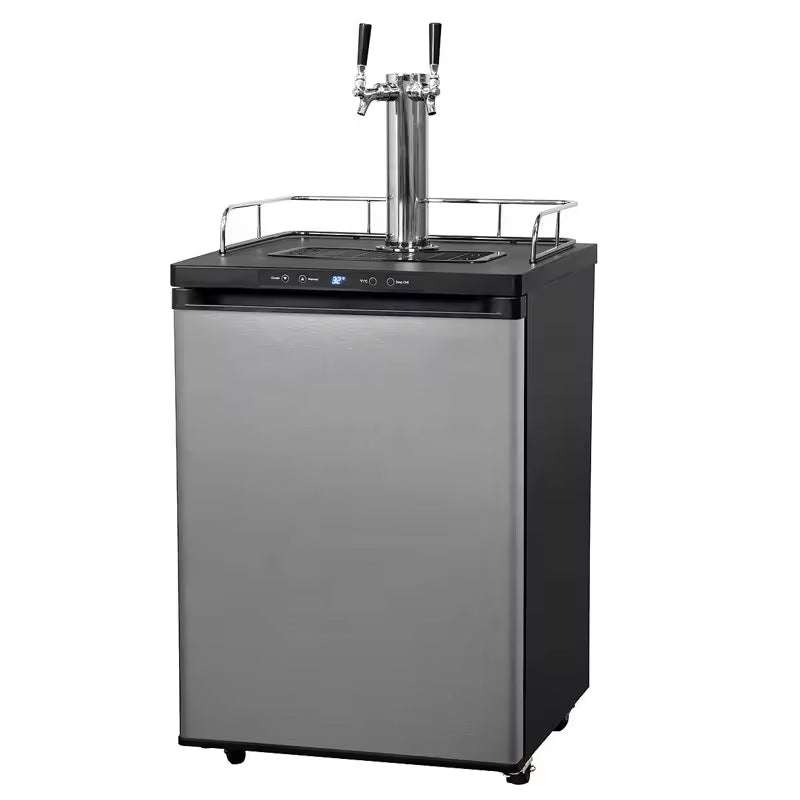 Beer Barrel Beer Refrigerator With Digital Display Air-Cooled Draft Beer Machine Double Tap Beer Dispenser