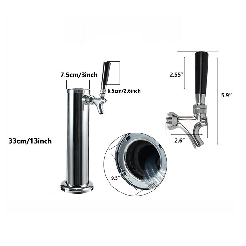 Metal Craft Beer Stainless Steel Single Head Tower Faucet Beer Barrel Faucet Beer Bar Home