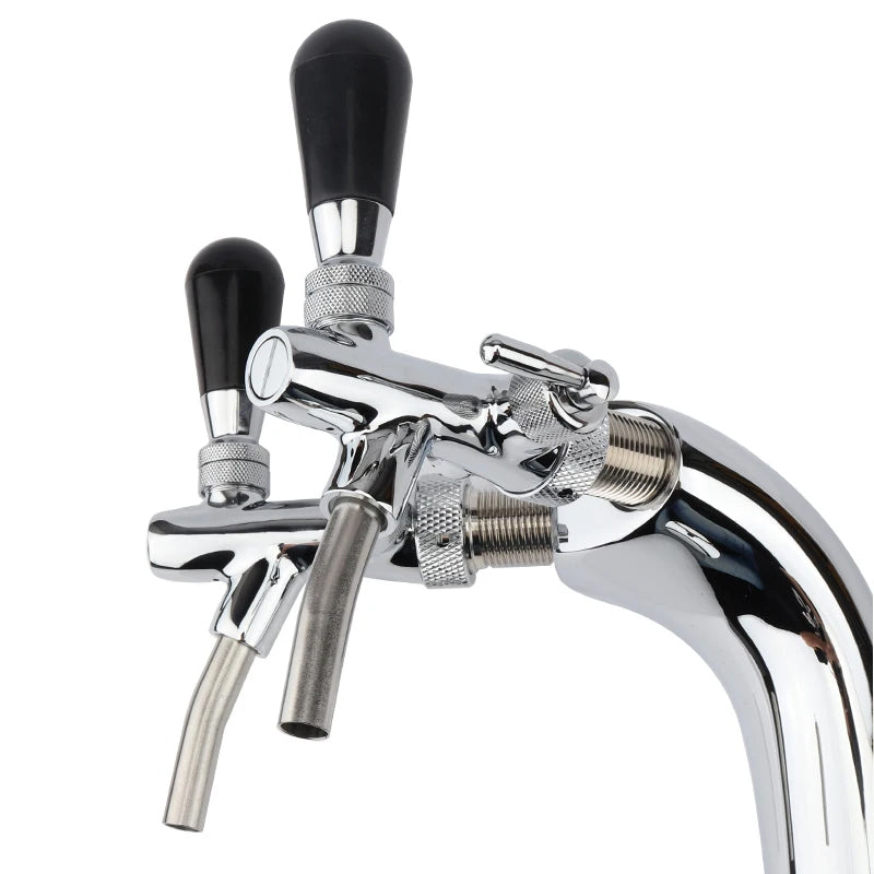 Double Head Snake Beer Tower Chrome Plated Brass Beer Dispenser With Adjustable Tap Flow Control Flooded Valve Bar Tools