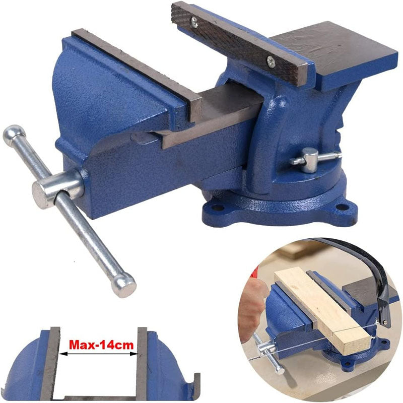 6 inch Heavy Duty Bench Vise Pipe Vise Bench Vices Double Swivel Rotating Vise Head/Body Rotates 360°