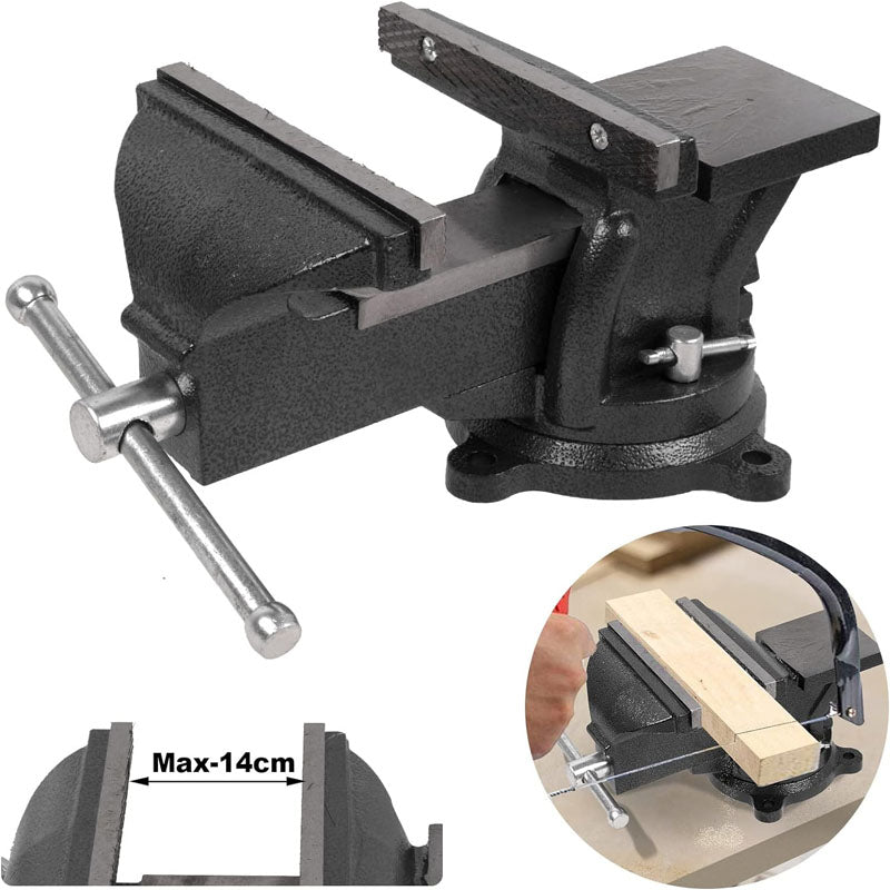 6 inch Heavy Duty Bench Vise Pipe Vise Bench Vices Double Swivel Rotating Vise Head/Body Rotates 360°