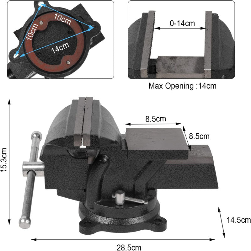 6 inch Heavy Duty Bench Vise Pipe Vise Bench Vices Double Swivel Rotating Vise Head/Body Rotates 360°