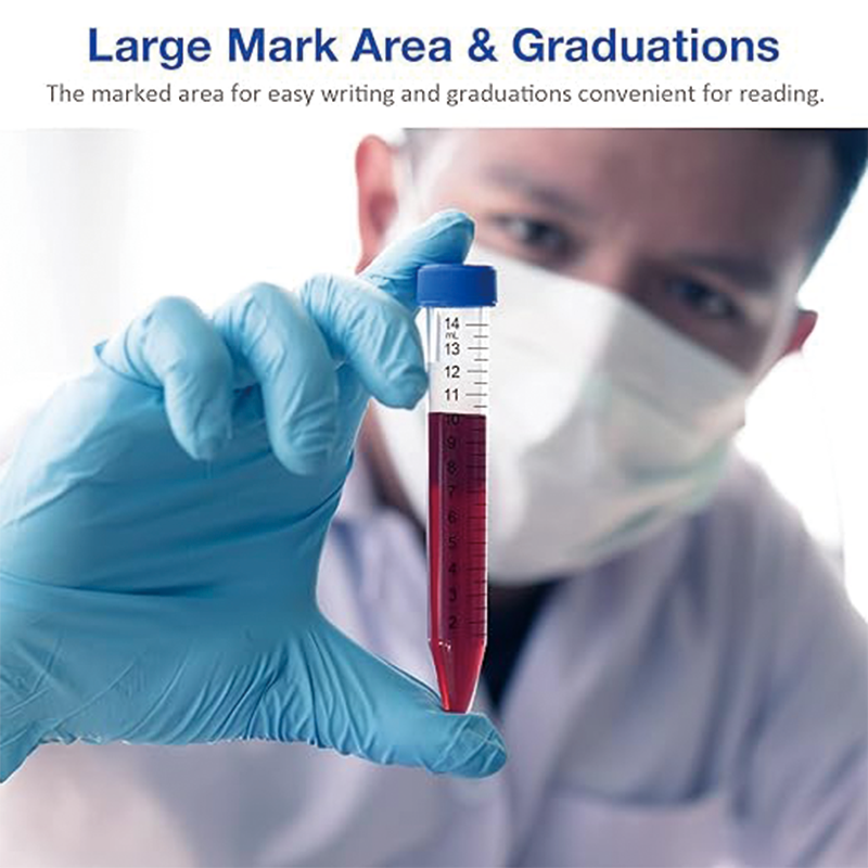 Conical Centrifuge Tubes 15mL, 500Pcs Sterile Plastic Test Tubes with Screw Caps, Polypropylene Container with Graduated and Write-on Spot, DN/RNase Free, for Lab Sample Storage & Separate