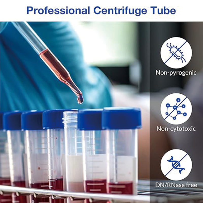 Conical Centrifuge Tubes 15mL, 500Pcs Sterile Plastic Test Tubes with Screw Caps, Polypropylene Container with Graduated and Write-on Spot, DN/RNase Free, for Lab Sample Storage & Separate