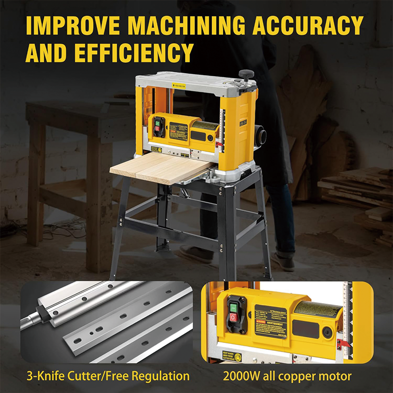 Benchtop Planer,20,000 RPM, 15-Amp,Three-Solid Steel Blade Benchtop Thickness Planer for Woodworking